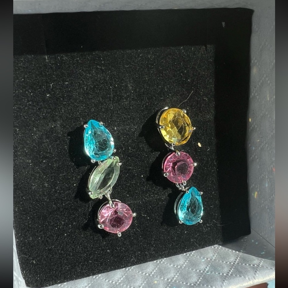 "Gorgeous Multicolor Swarovski Elements Dangle Earrings